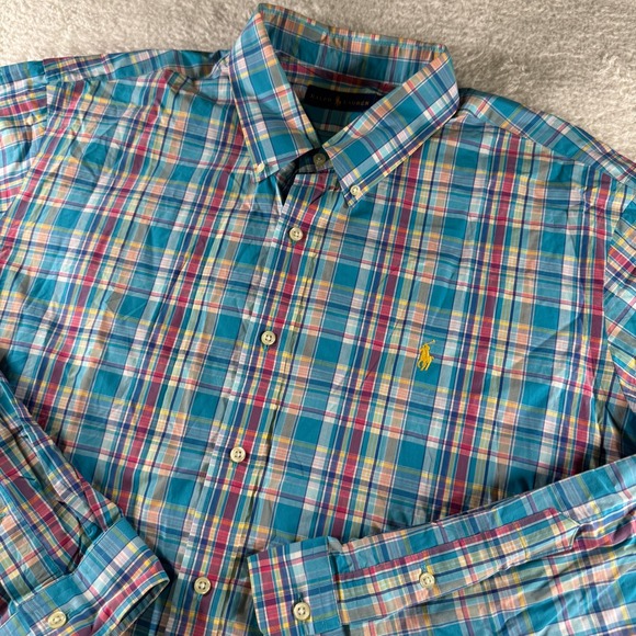 Ralph Lauren Other - Ralph Lauren Classic Fit Long Sleeve Dress Shirt Blue Pink Check XXL Men's Pony